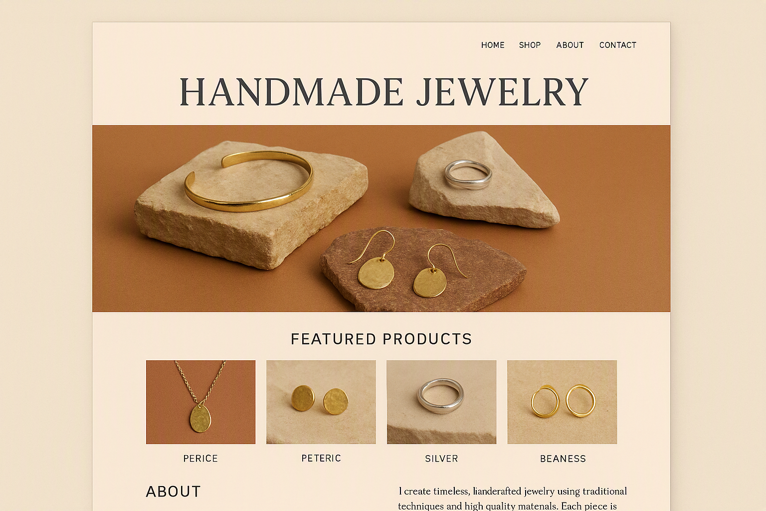 Illustrative handcrafted jewelry online store design
